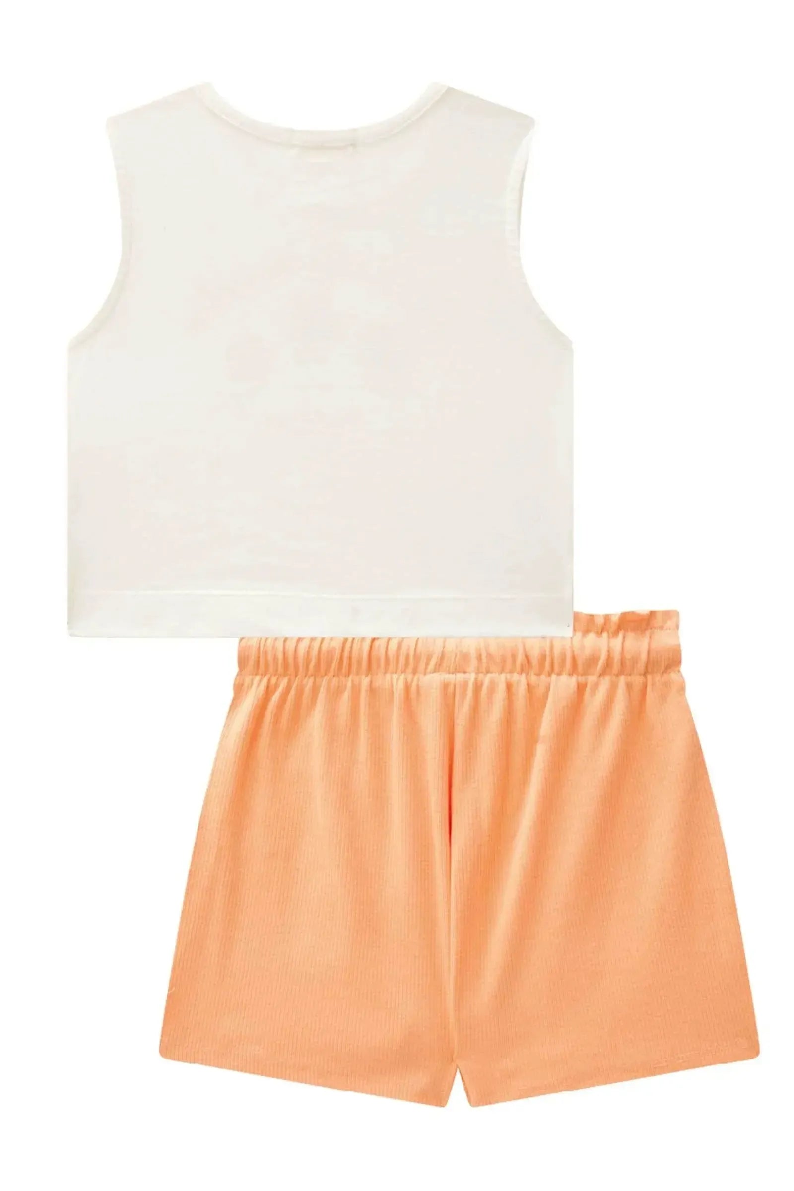 Conjunto de Blusa Boxy em Meia Malha com Short Saia em Canelado Liz 88114 Infanti Infantil Menina