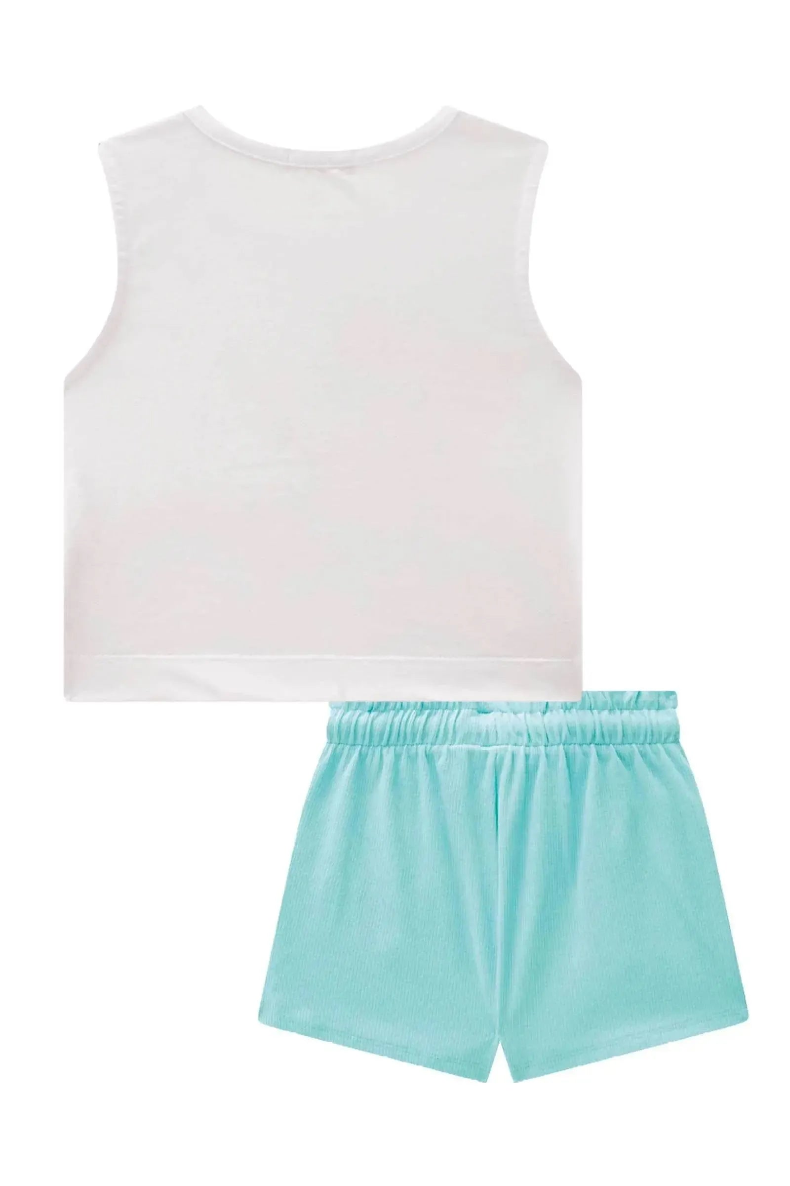 Conjunto de Blusa Boxy em Meia Malha com Short Saia em Canelado Liz 89019 Infanti Infantil Menina