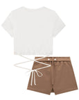 Conjunto de Blusa Boxy em Meia Malha com Short Saia em Sarja Power com Elastano 76118 Infanti