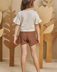 Conjunto de Blusa Boxy em Meia Malha com Shorts em Cotton Jeans 93363 Infanti Infantil Menina