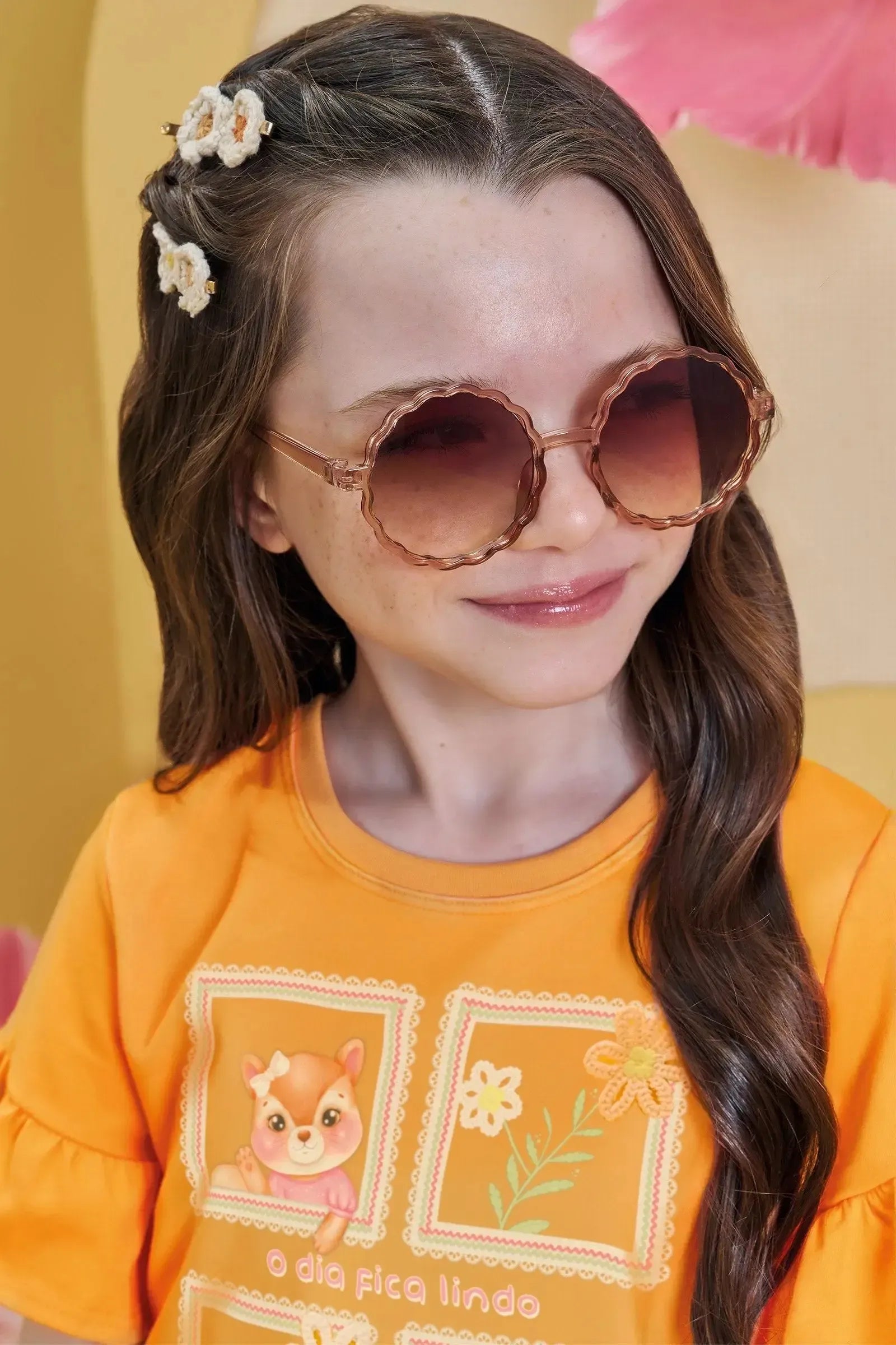 Conjunto de Blusa Boxy em Meia Malha com Shorts em Jeans 85191 Infanti Infantil Menina