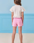 Conjunto de Blusa Boxy em Meia Malha e Laise e Shorts em Viscose Nice 84351 Infanti Infantil Menina