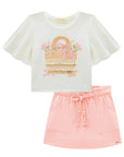 Conjunto de Blusa Boxy em Meia Malha e Short Saia em Molevisco 86523 Infanti Infantil Menina