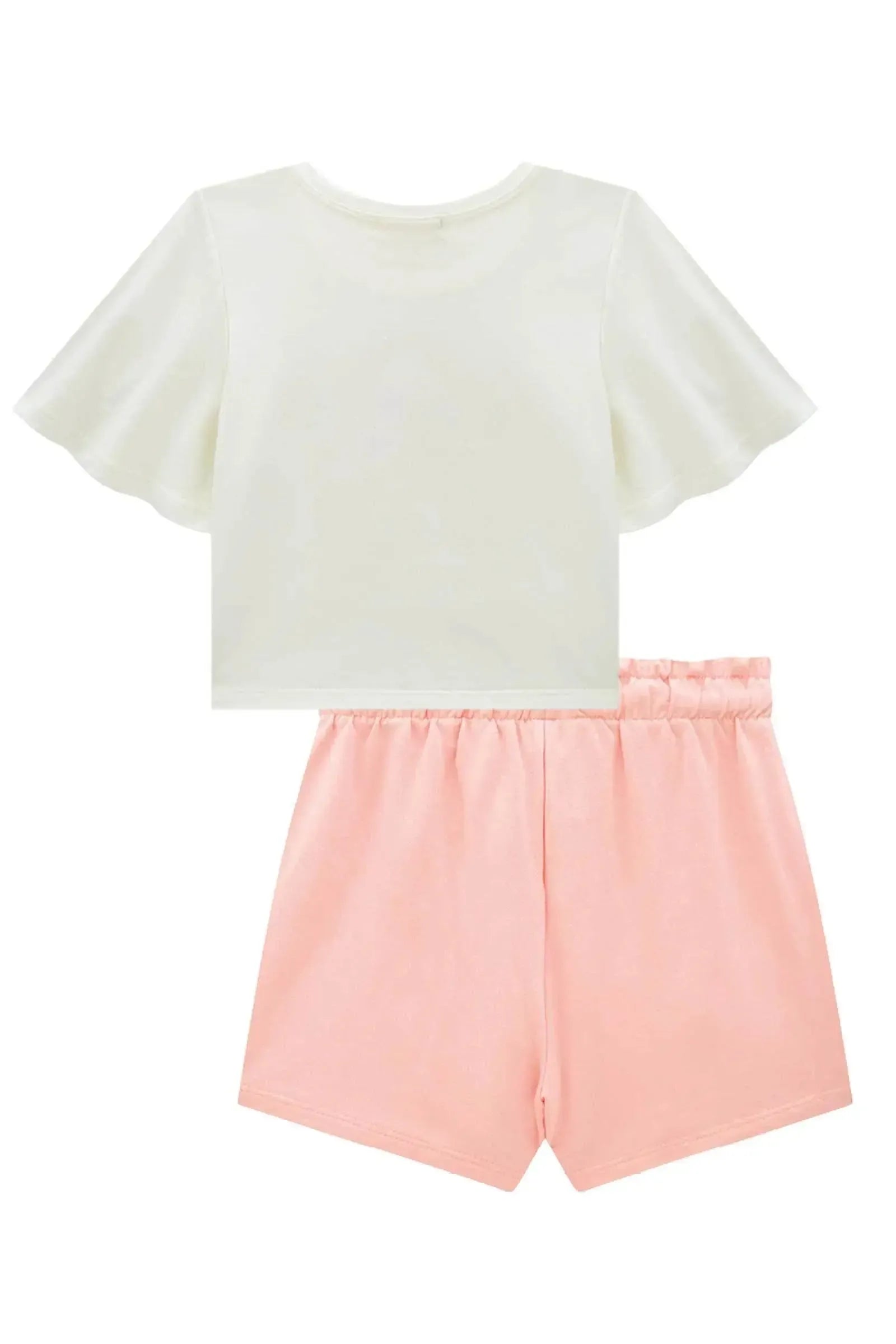 Conjunto de Blusa Boxy em Meia Malha e Short Saia em Molevisco 86523 Infanti Infantil Menina