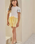 Conjunto de Blusa Boxy em Meia Malha e Shorts em Tecido Texturizado 84600 Infanti Infantil Menina
