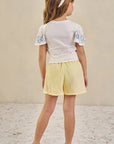 Conjunto de Blusa Boxy em Meia Malha e Shorts em Tecido Texturizado 84600 Infanti Infantil Menina