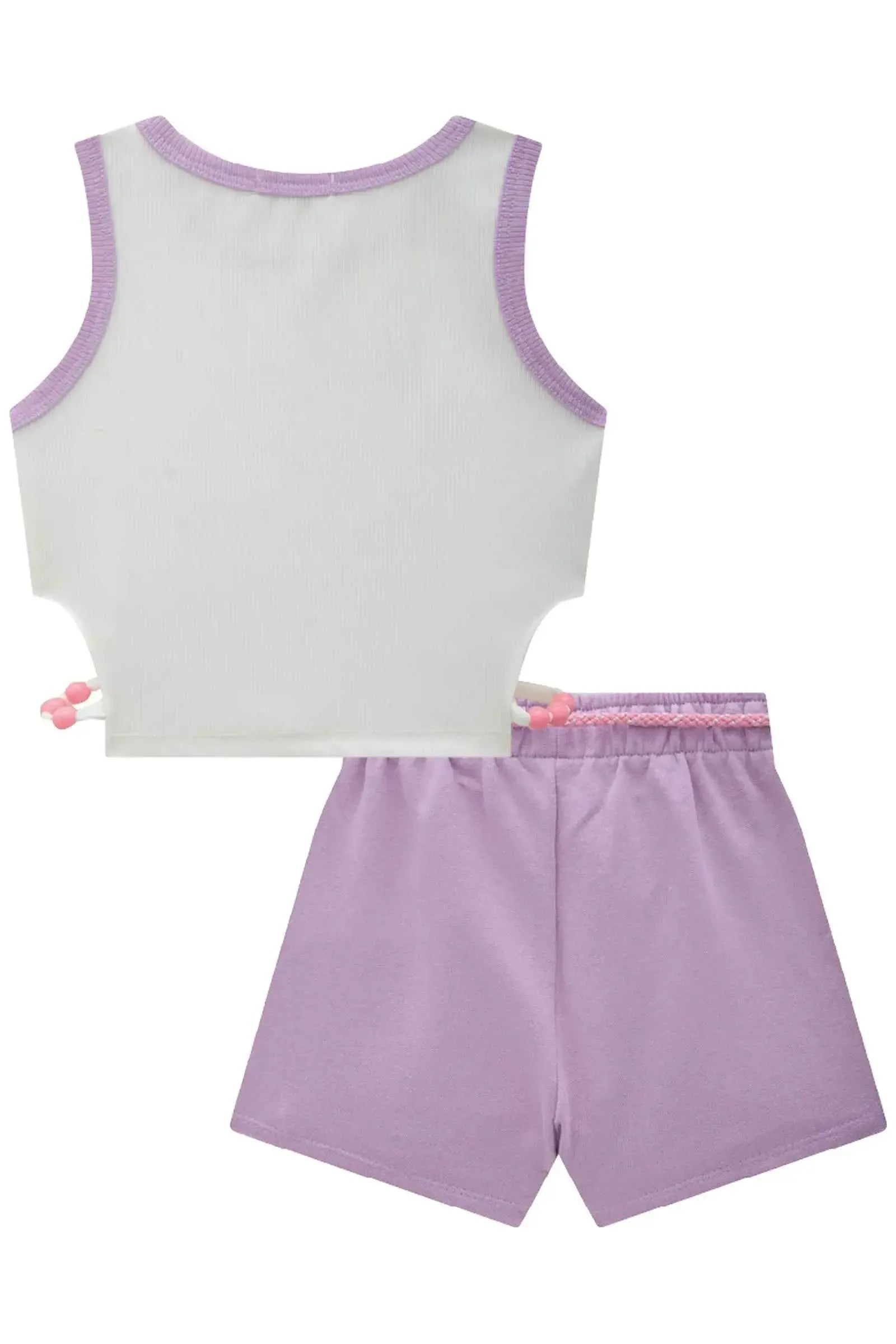 Conjunto de Blusa Boxy em Ribana Fancy e Short Saia em Moletom sem Pelúcia 83452 Infanti Infantil Menina
