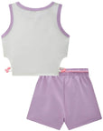 Conjunto de Blusa Boxy em Ribana Fancy e Short Saia em Moletom sem Pelúcia 83452 Infanti Infantil Menina