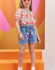 Conjunto de Blusa Boxy em Tecido Sarjado com Shorts em Jeans Bellini com Elastano 75688 Infanti