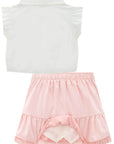 Conjunto de Blusa Boxy em Tricoline e Saia em Super Cetim. Com Shorts Embutido 77900 Infanti