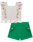 Conjunto de Blusa Boxy em Visco Twill com Shorts em Blend de Viscose Sarjada 78274 Infanti