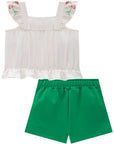 Conjunto de Blusa Boxy em Visco Twill com Shorts em Blend de Viscose Sarjada 78274 Infanti