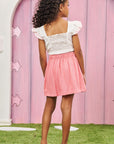 Conjunto de Blusa Boxy em Visco Twill e Saia em Twill Raion. Com Shorts Embutido 77906 Infanti