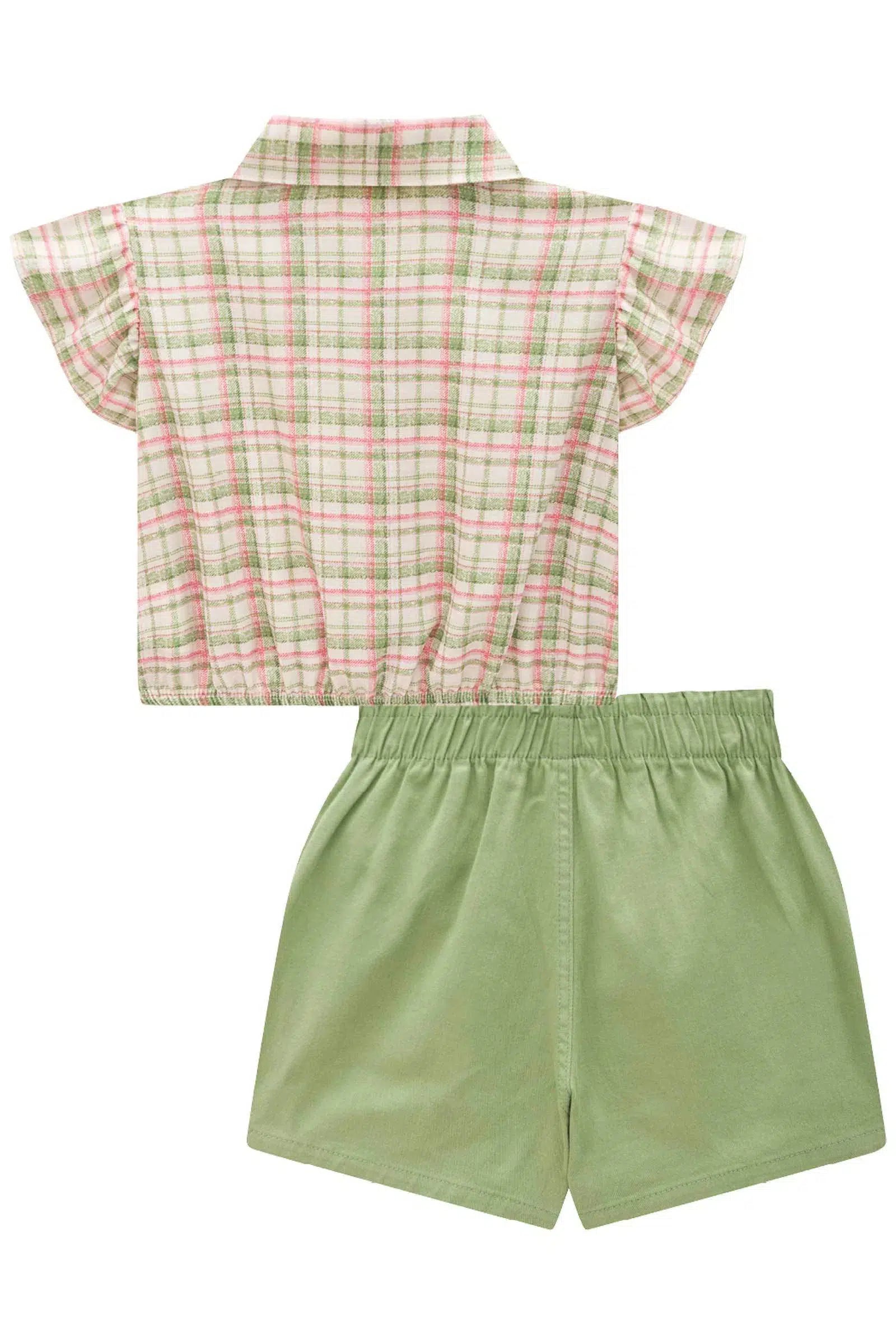 Conjunto de Blusa Boxy em Visco Twill e Short Saia em Sarja com Elastano 81515 Infanti