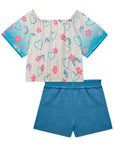 Conjunto de Blusa Boxy em Visco Twill e Short Saia em Tecido Glow 78848 Infanti