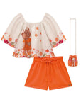 Conjunto de Blusa Boxy em Visco Twill e Shorts em Air Flow. Acompanha Bolsa 81510 Infanti