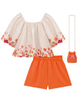 Conjunto de Blusa Boxy em Visco Twill e Shorts em Air Flow. Acompanha Bolsa 81510 Infanti