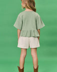 Conjunto de Blusa Boxy Over em Malha Bee com Shorts em Moletom sem Pelúcia 81489 Infanti