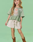 Conjunto de Blusa Boxy Over em Malha Bee com Shorts em Moletom sem Pelúcia 81489 Infanti