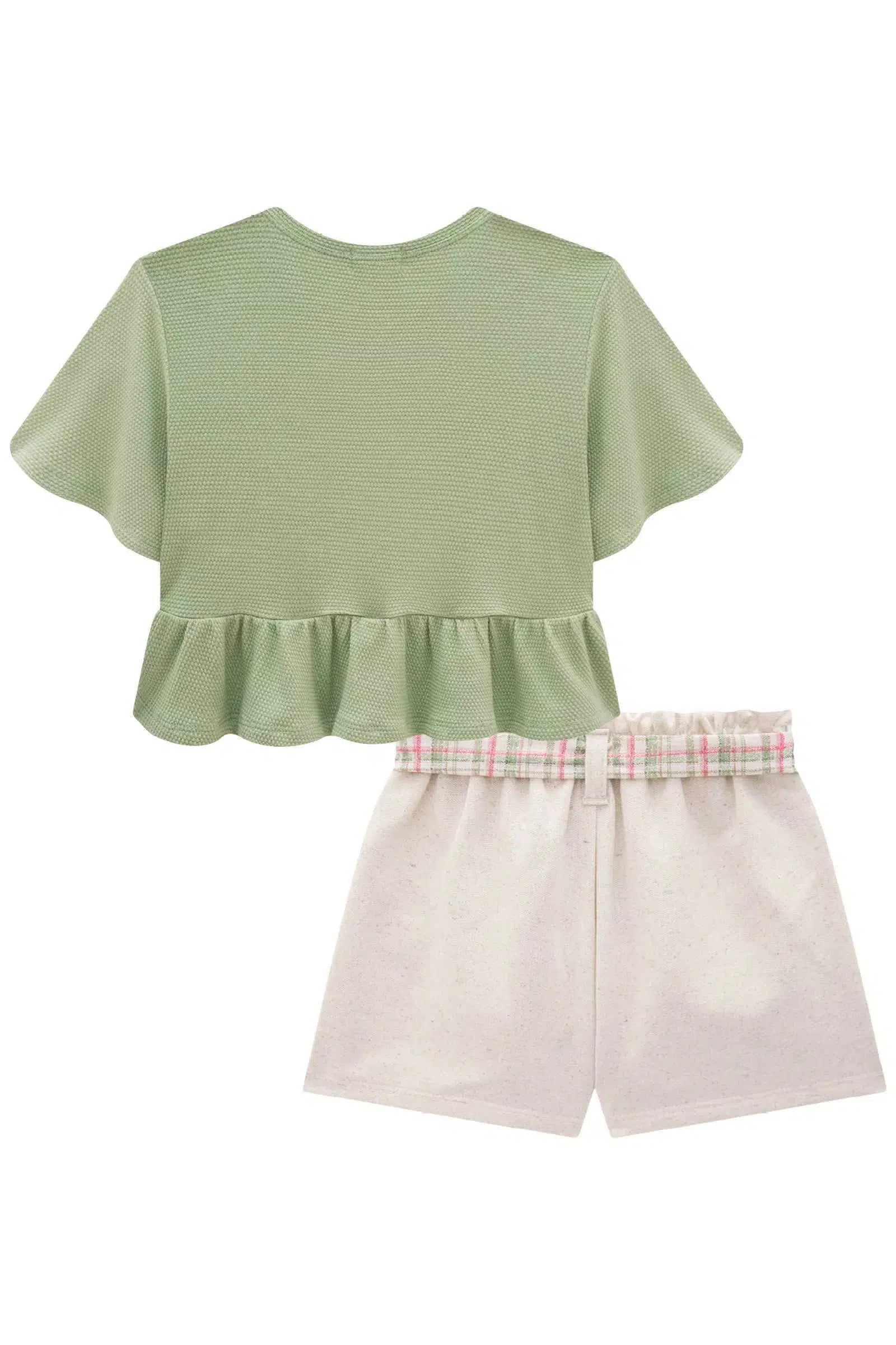 Conjunto de Blusa Boxy Over em Malha Bee com Shorts em Moletom sem Pelúcia 81489 Infanti