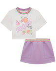 Conjunto de Blusa Boxy Over em Meia Malha com Short Saia em Moletom sem Pelúcia 75680 Infanti