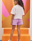 Conjunto de Blusa Boxy Over em Meia Malha com Short Saia em Moletom sem Pelúcia 75680 Infanti