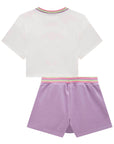 Conjunto de Blusa Boxy Over em Meia Malha com Short Saia em Moletom sem Pelúcia 75680 Infanti