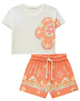 Conjunto de Blusa Boxy Over em Meia Malha com Shorts em Malha Power 82933 Infanti Infantil Menina