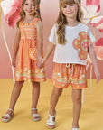 Conjunto de Blusa Boxy Over em Meia Malha com Shorts em Malha Power 82933 Infanti Infantil Menina