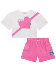 Conjunto de Blusa Boxy Over em Meia Malha com Shorts em Sarja Daryl com Elastano 76107 Infanti