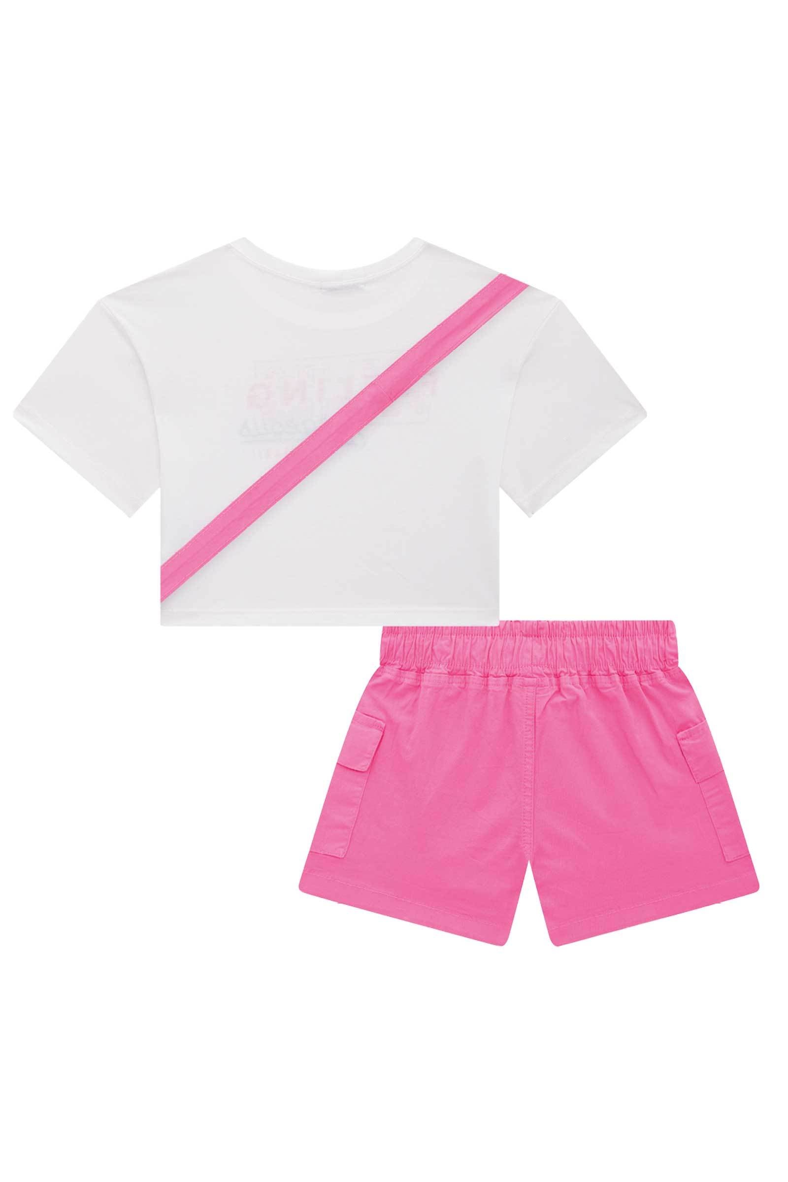 Conjunto de Blusa Boxy Over em Meia Malha com Shorts em Sarja Daryl com Elastano 76107 Infanti