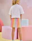 Conjunto de Blusa Boxy Over em Meia Malha e Saia em Tela. Com Shorts Embutido 83459 Infanti Infantil Menina