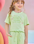 Conjunto de Blusa Boxy Over em Meia Malha e Shorts em Moletom sem Pelúcia 83115 Infanti Infantil Menina