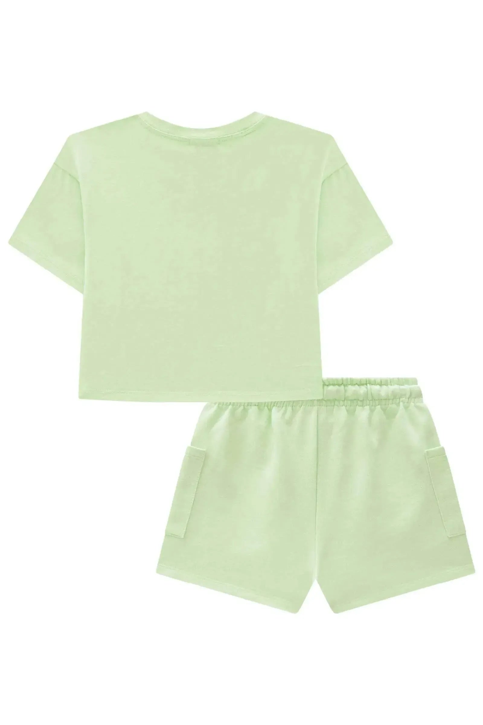 Conjunto de Blusa Boxy Over em Meia Malha e Shorts em Moletom sem Pelúcia 83115 Infanti Infantil Menina