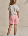 Conjunto de Blusa Boxy Over em Meia Malha e Shorts em Moletwill 93625 Infanti Infantil Menina