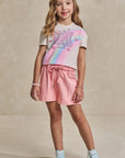 Conjunto de Blusa Boxy Over em Meia Malha e Shorts em Moletwill 93625 Infanti Infantil Menina