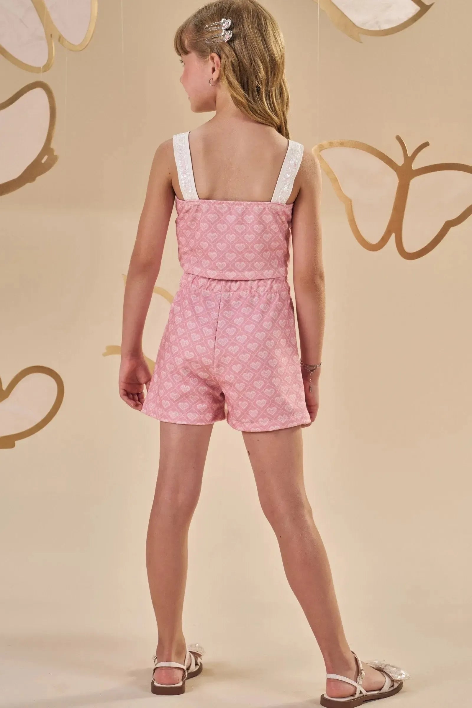 Conjunto de Blusa Cropped e Short Saia em Molecotton 88124 Infanti Infantil Menina