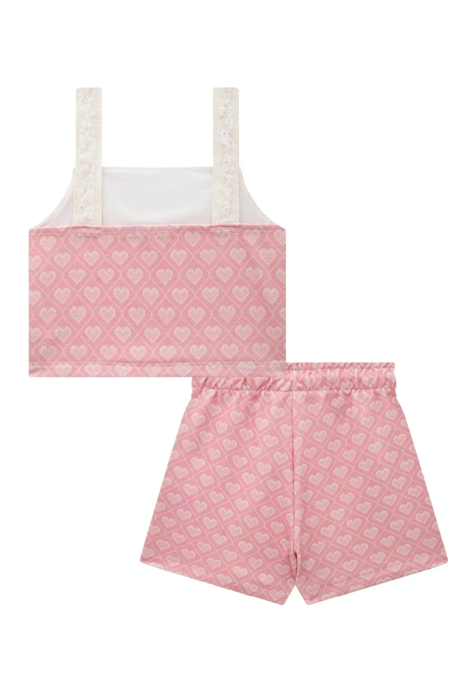 Conjunto de Blusa Cropped e Short Saia em Molecotton 88124 Infanti Infantil Menina