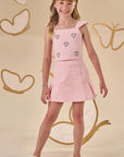 Conjunto de Blusa Cropped e Short Saia em Sarja com Elastano 88121 Infanti Infantil Menina