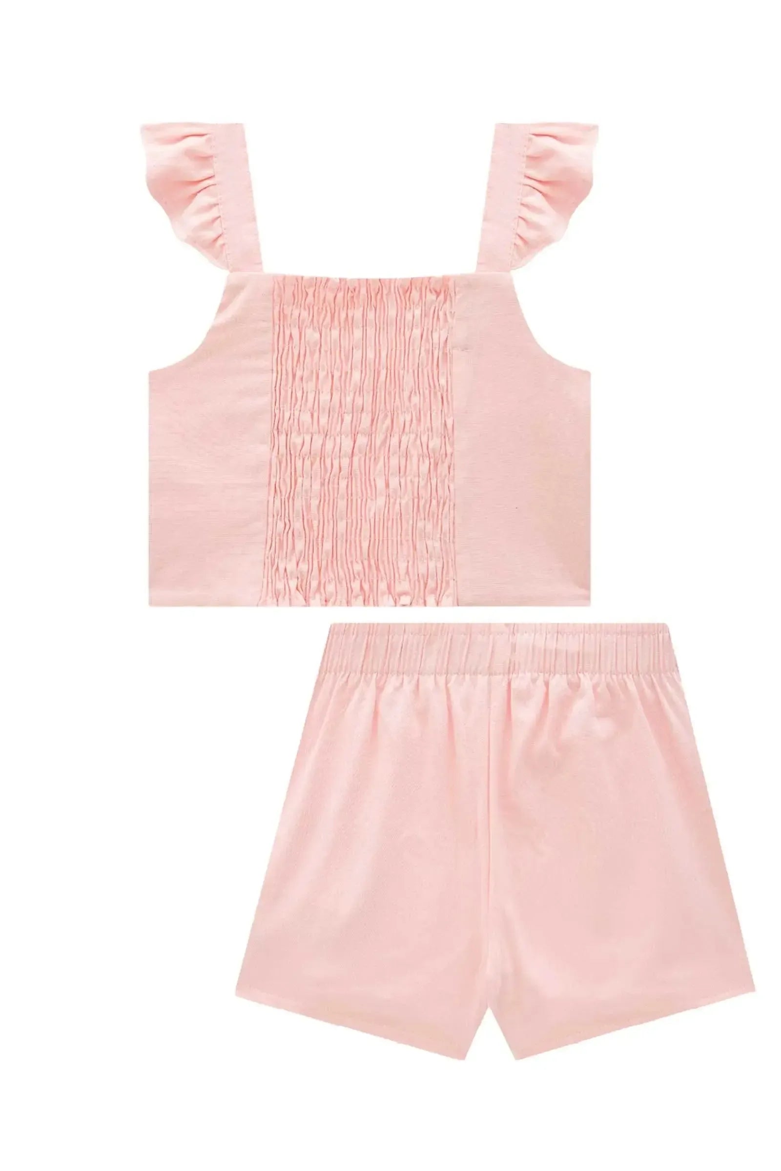 Conjunto de Blusa Cropped e Short Saia em Sarja com Elastano 88121 Infanti Infantil Menina