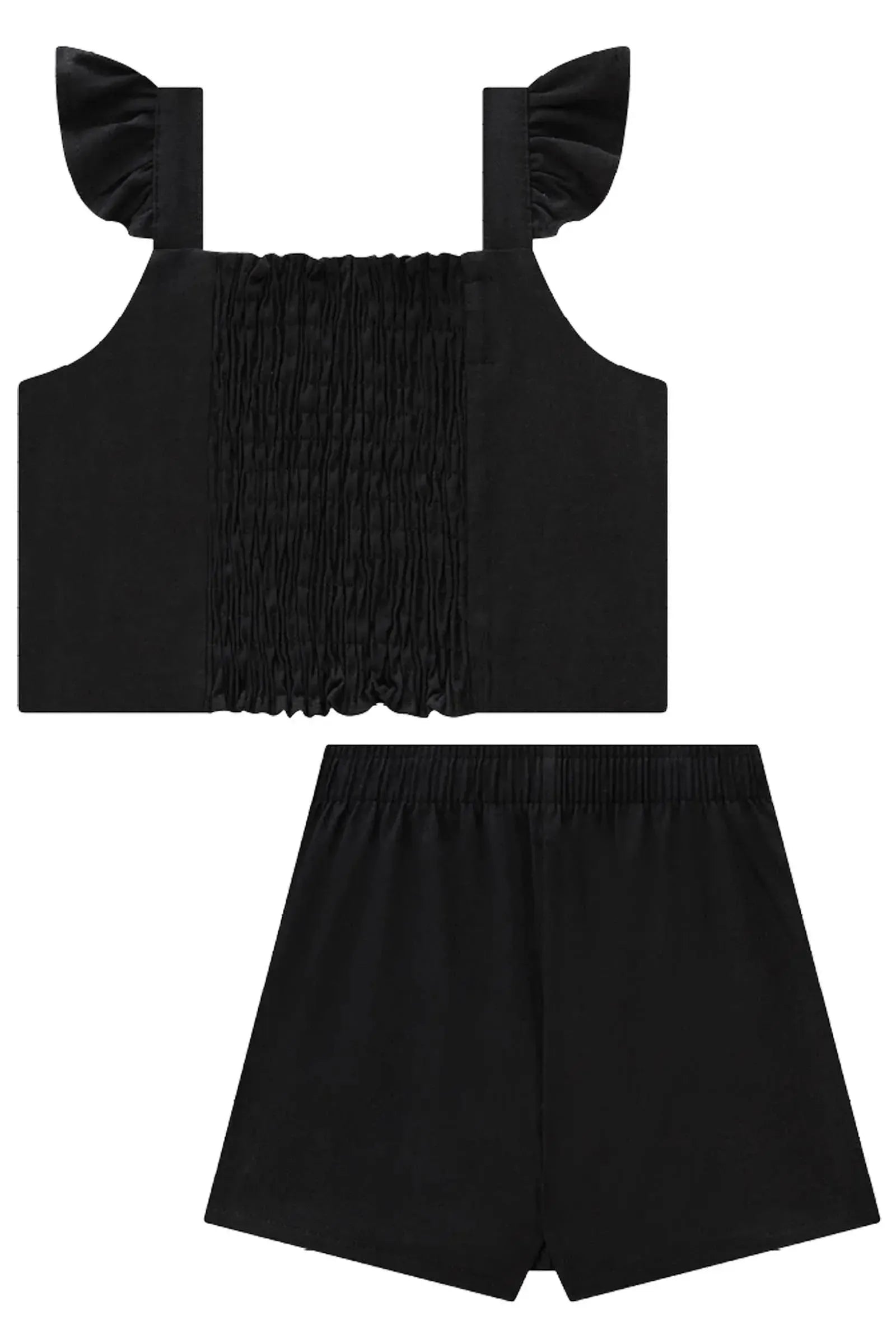 Conjunto de Blusa Cropped e Short Saia em Sarja com Elastano 89229 Infanti Infantil Menina