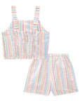 Conjunto de Blusa Cropped e Shorts em Tecido Rainbow 83114 Infanti Infantil Menina
