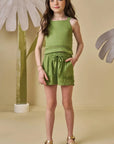 Conjunto de Blusa Cropped e Shorts em Viscose 88165 Infanti Infantil Menina