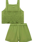Conjunto de Blusa Cropped e Shorts em Viscose 88165 Infanti Infantil Menina