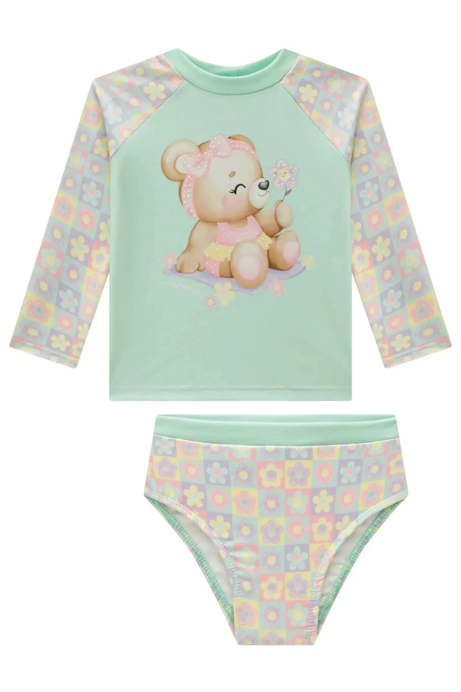 Conjunto de Blusa e Calcinha em Malha UV Dry com Proteção UV 50+ 93187 Infanti Bebê Menina