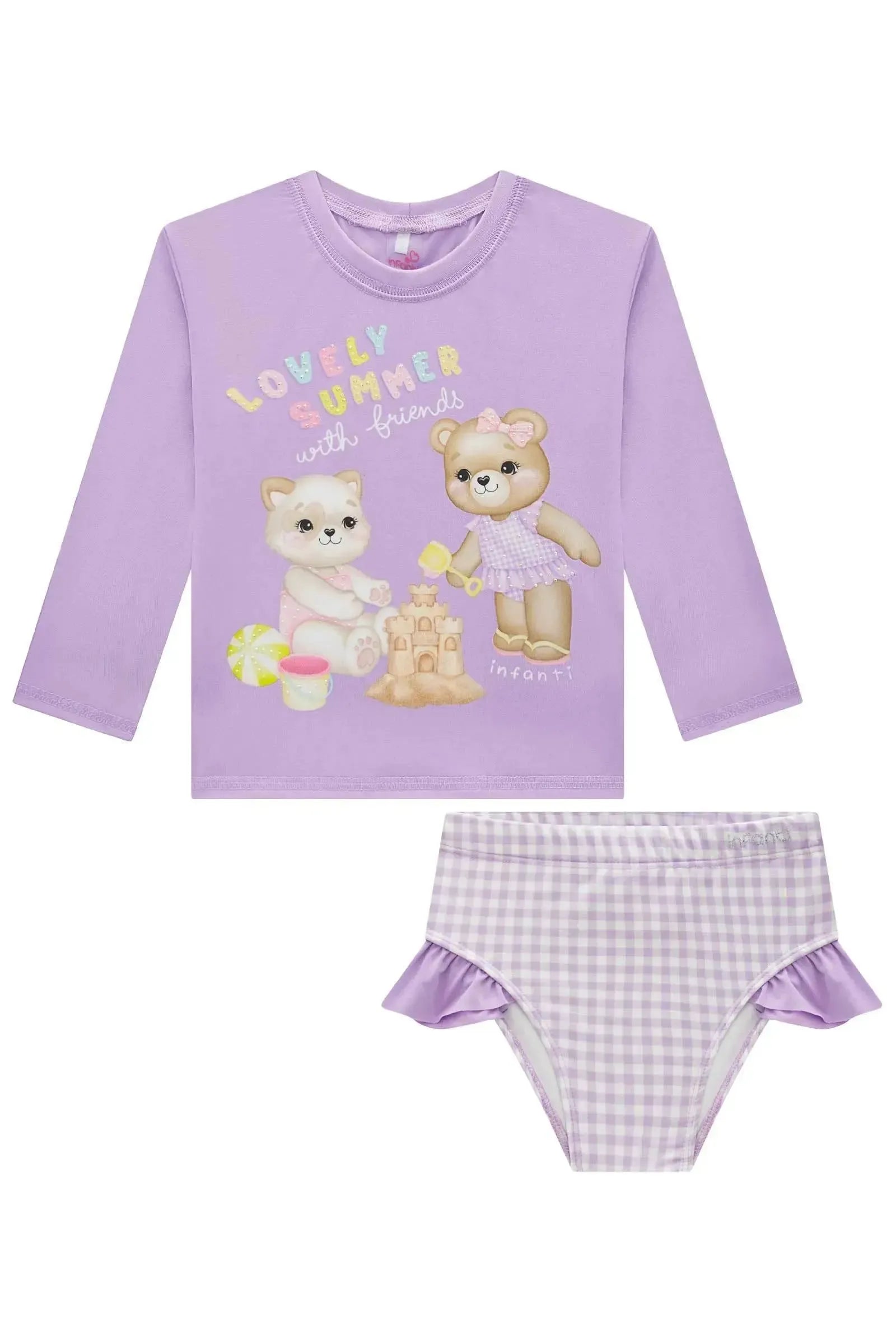 Conjunto de Blusa e Calcinha em Malha UV Dry com Proteção UV 50+ 95584 Infanti Infantil Menina