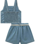 Conjunto de Blusa e Shorts em Jeans 97042 Infanti Infantil Menina