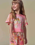 Conjunto de Blusa e Shorts em Malha Fresh 96926 Infanti Infantil Menina