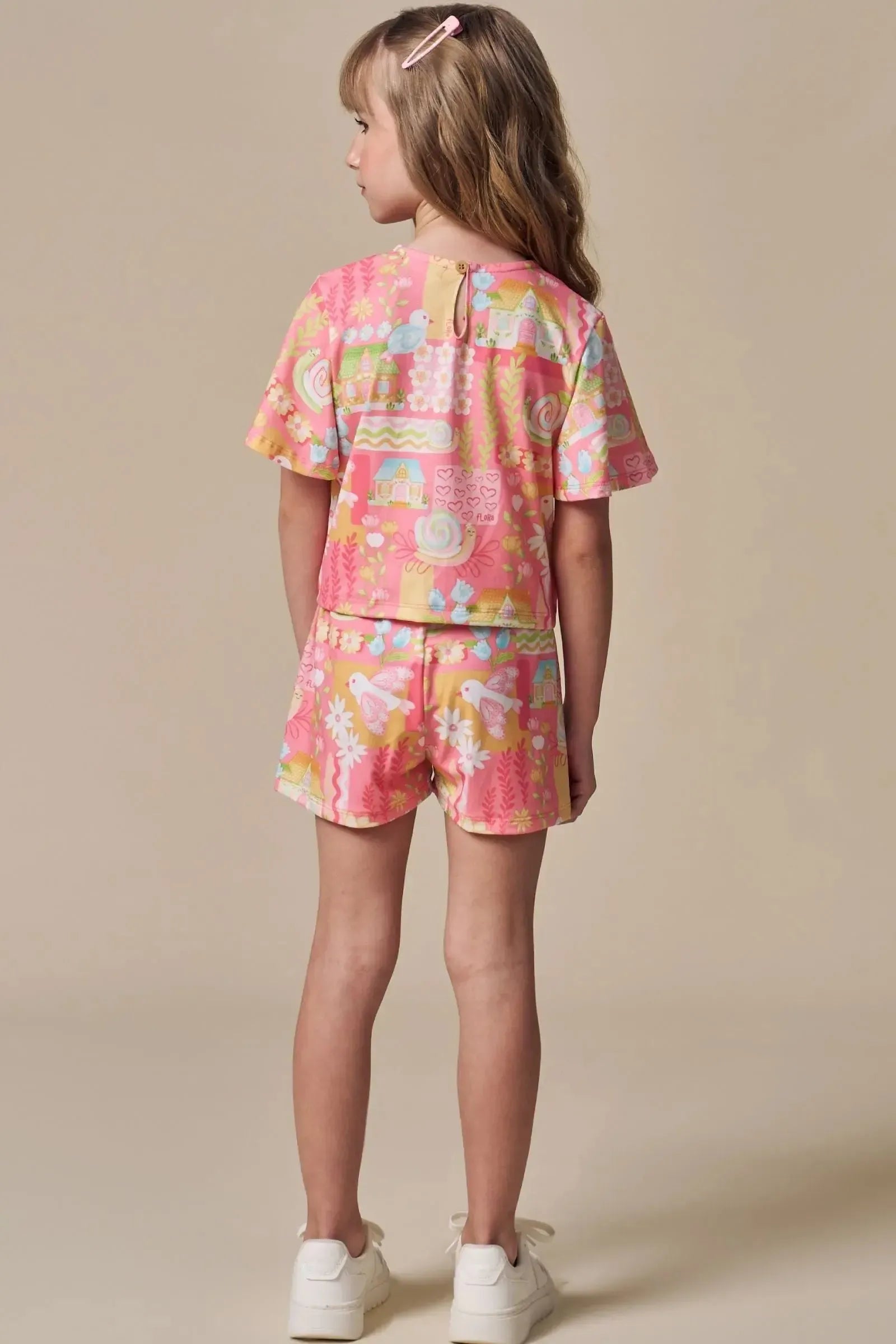 Conjunto de Blusa e Shorts em Malha Fresh 96926 Infanti Infantil Menina