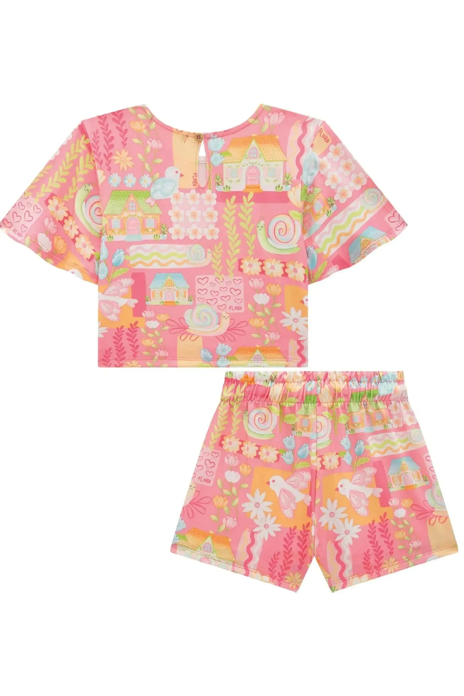 Conjunto de Blusa e Shorts em Malha Fresh 96926 Infanti Infantil Menina